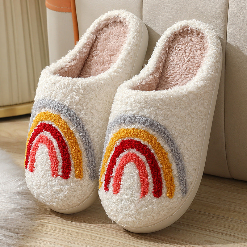 Wholesale Valentine's Day Smiling Face Big Love Plush Cotton Slippers